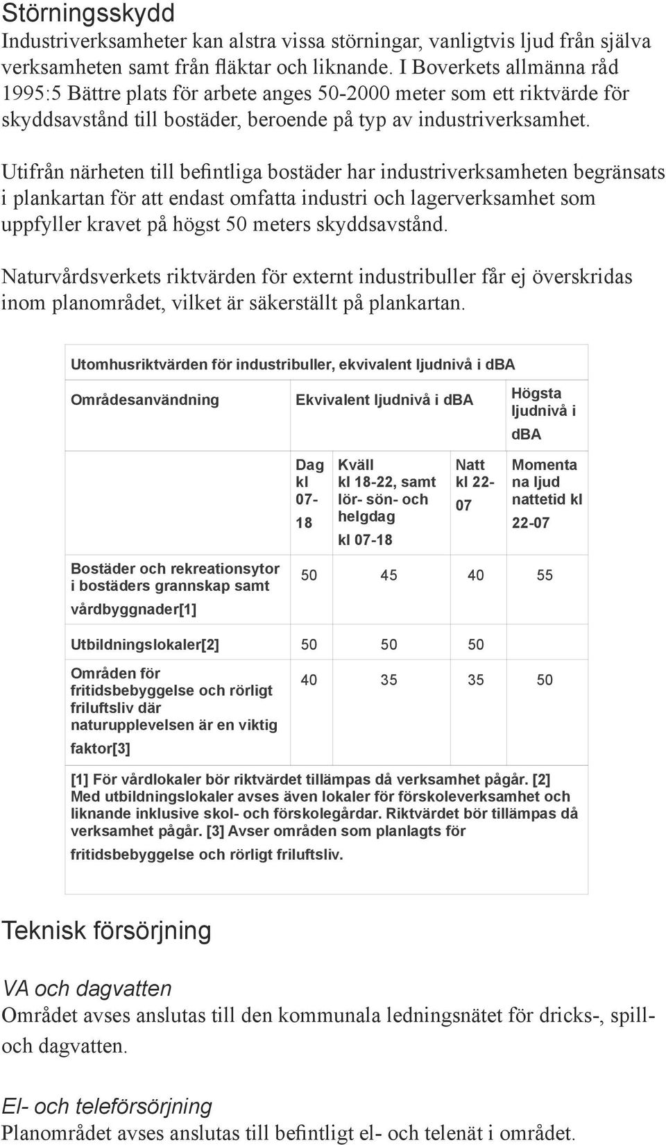 Utifrån närheten till befintliga bostäder har industriverksamheten begränsats i plankartan för att endast omfatta industri och lagerverksamhet som uppfyller kravet på högst 50 meters skyddsavstånd.