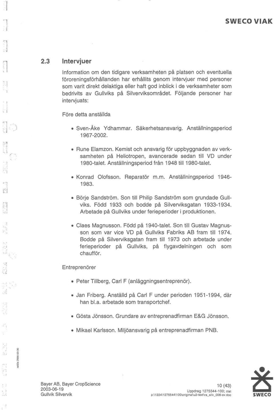 Kemist ch ansvarig för uppbyggnaden av verksamheten på Helitrpen, avancerade sedan till VD under 190-talet. Anställningsperid från 194 till 190-talet.. Knrad Olfssn. Reparatör m.m. Anställningsperid 1946-193.