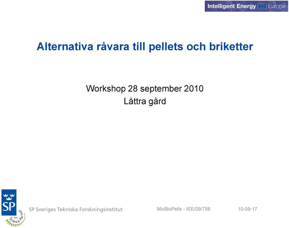 Workshop 28 september 2010