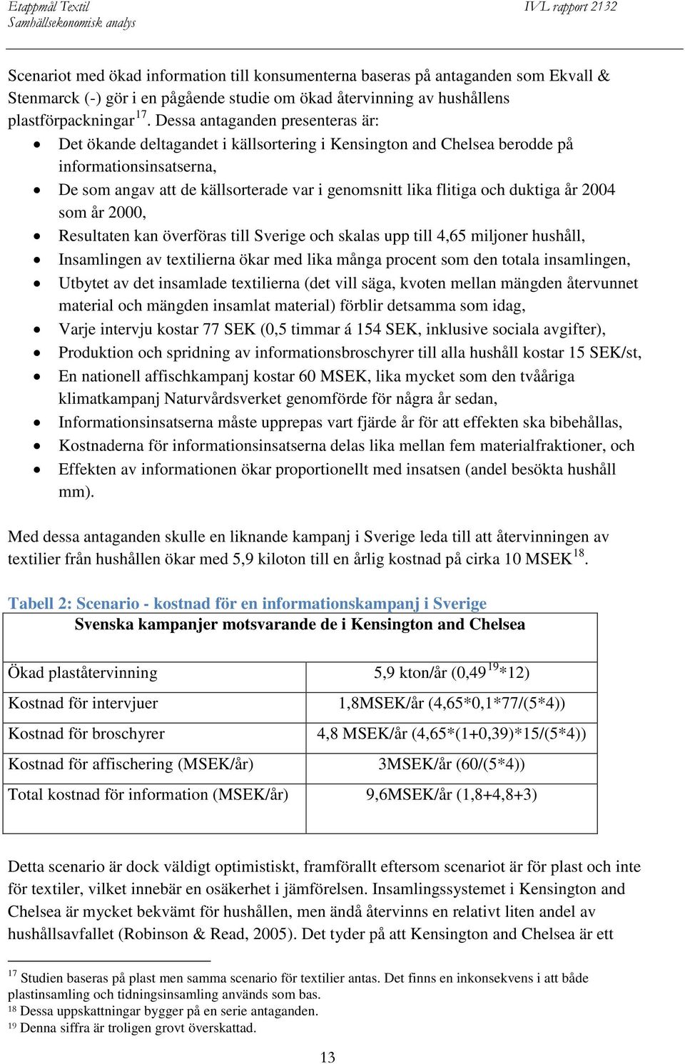 duktiga år 2004 som år 2000, Resultaten kan överföras till Sverige och skalas upp till 4,65 miljoner hushåll, Insamlingen av textilierna ökar med lika många procent som den totala insamlingen,