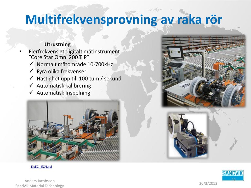 10-700kHz Fyra olika frekvenser Hastighet upp till 100 tum /