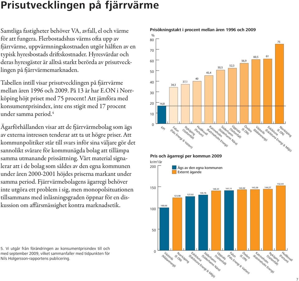 Hyresvärdar och deras hyresgäster är alltså starkt berörda av prisutvecklingen på fjärrvärmemarknaden. Tabellen intill visar prisutvecklingen på fjärrvärme mellan åren och. På 13 år har E.