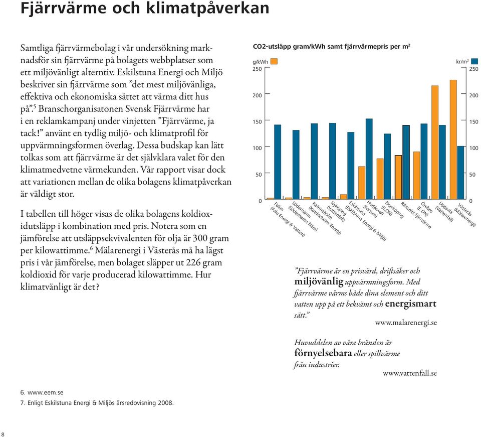 5 Branschorganisatonen Svensk Fjärrvärme har i en reklamkampanj under vinjetten Fjärrvärme, ja tack! använt en tydlig miljö- och klimatprofil för uppvärmningsformen överlag.