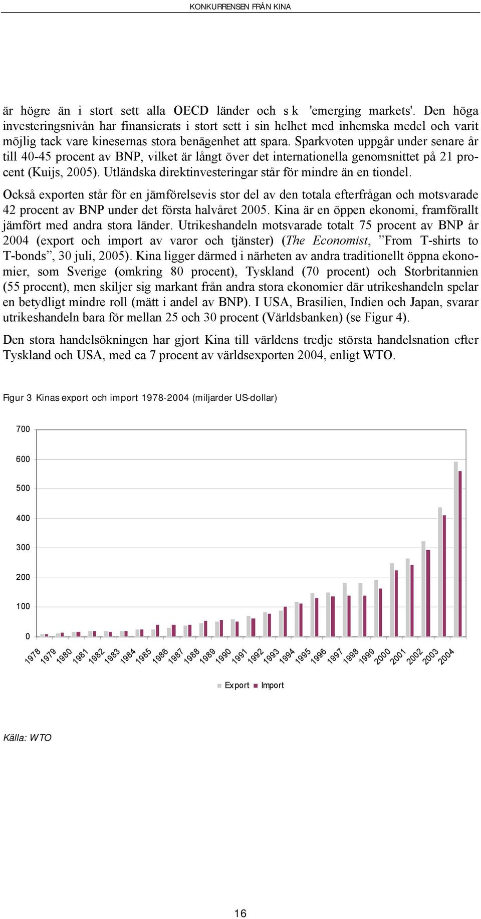 Sparkvoten uppgår under senare år till 40-45 procent av BNP, vilket är långt över det internationella genomsnittet på 21 procent (Kuijs, 2005).