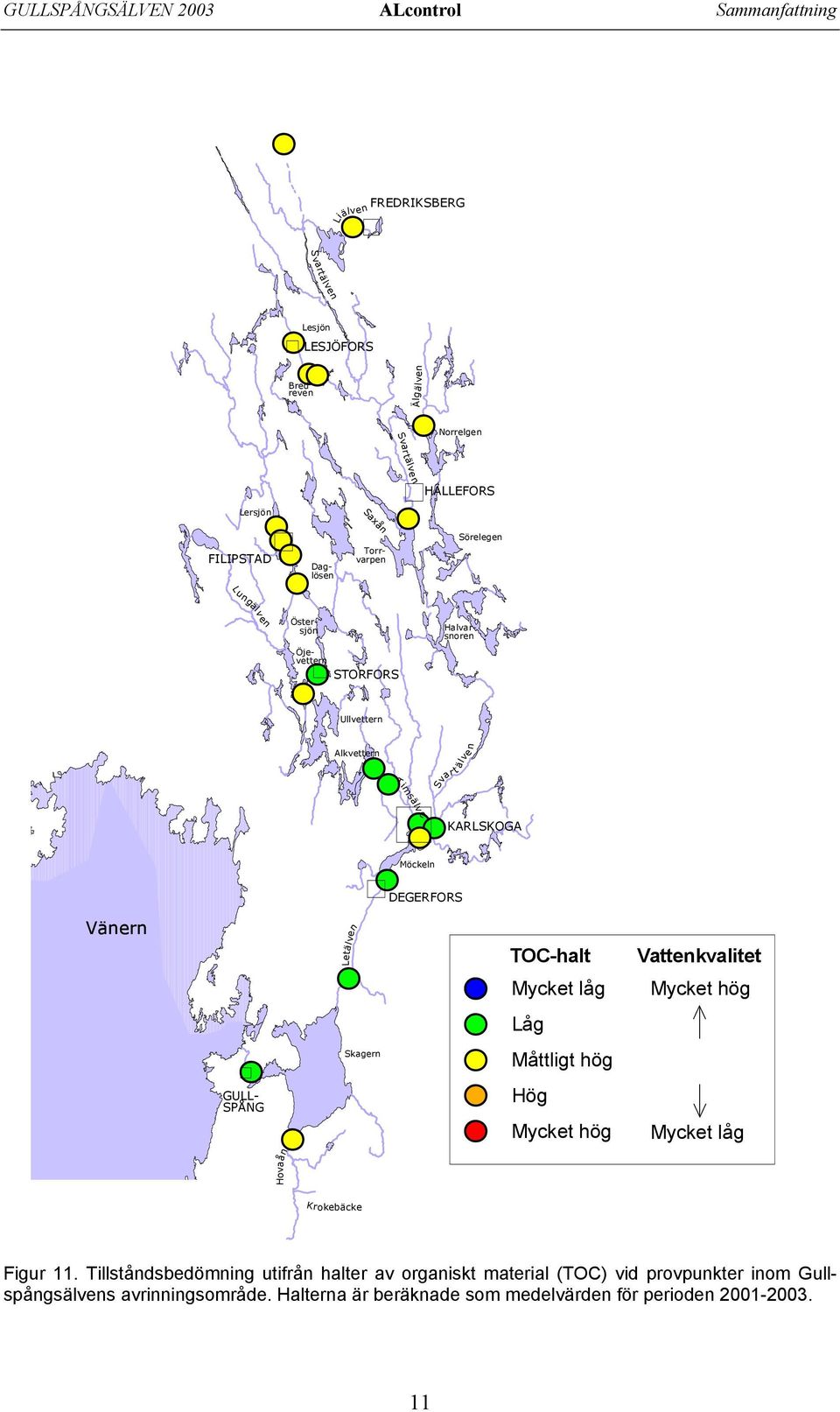 älve n KARLSKOGA Vänern #S GULL- SPÅNG Hovaån #S Letäl ven #S Skagern #S #S #S #S #S TOC-halt Mycket låg Låg Måttligt hög Hög Mycket hög Vattenkvalitet Mycket hög Mycket låg Krokebäcke