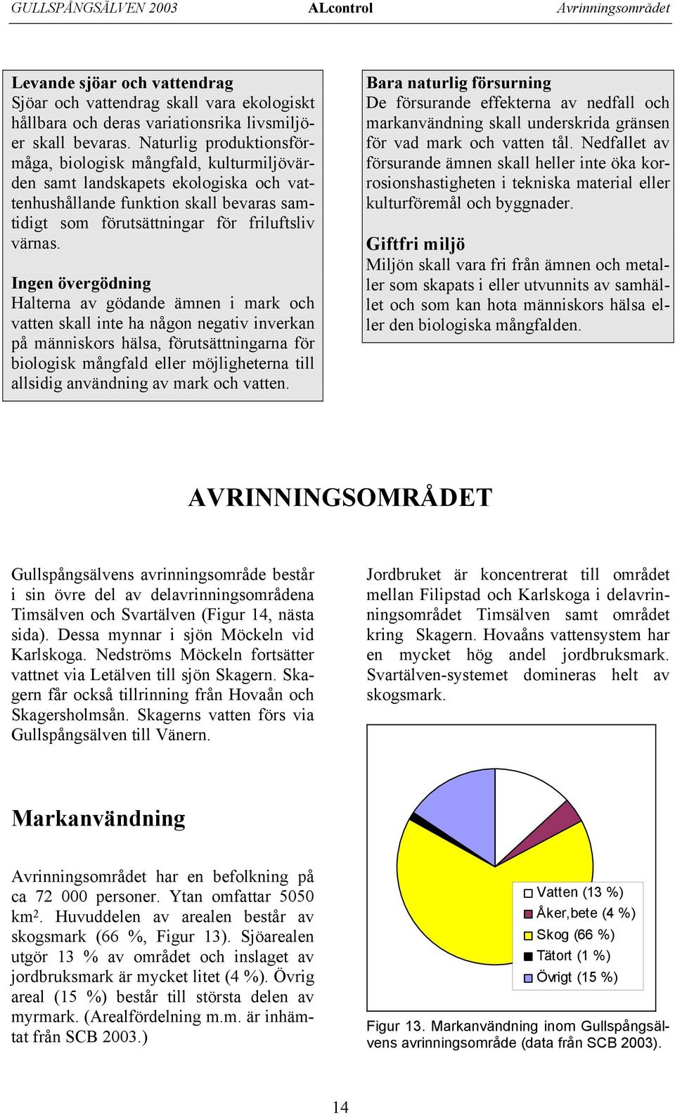 Ingen övergödning Halterna av gödande ämnen i mark och vatten skall inte ha någon negativ inverkan på människors hälsa, förutsättningarna för biologisk mångfald eller möjligheterna till allsidig