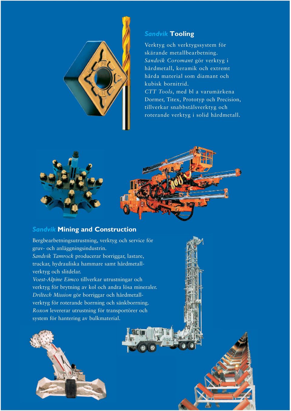 Sandvik Mining and Construction Bergbearbetningsutrustning, verktyg och service för gruv- och anläggningsindustrin.