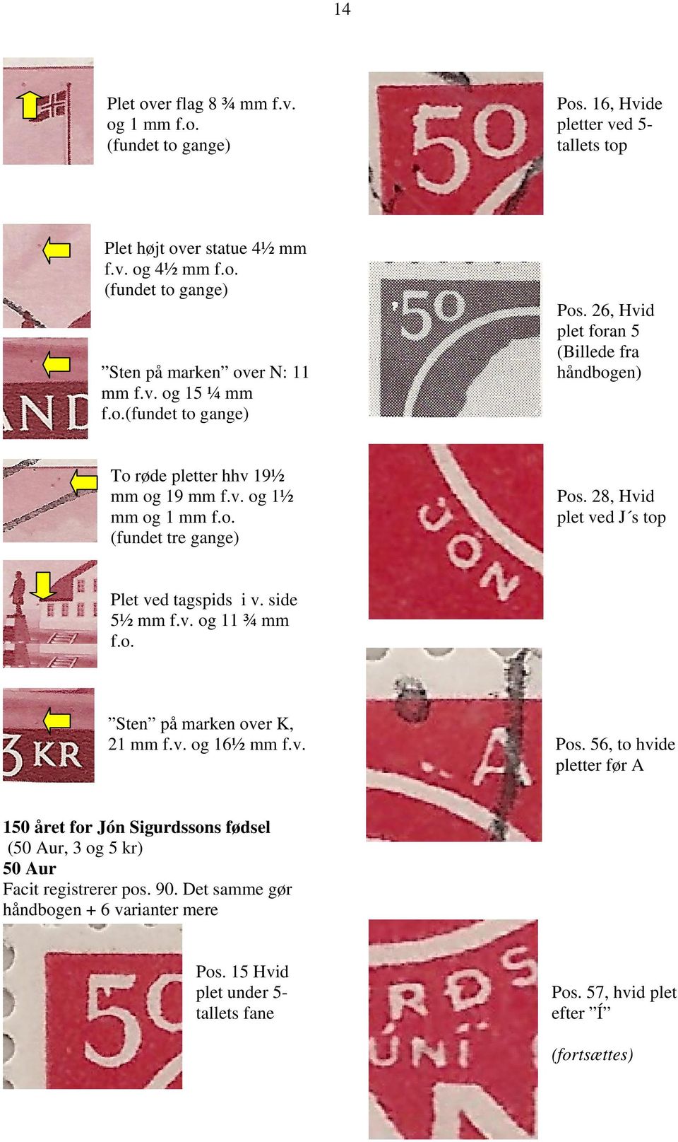 28, Hvid plet ved J s top Plet ved tagspids i v. side 5½ mm f.v. og 11 ¾ mm f.o. Sten på marken over K, 21 mm f.v. og 16½ mm f.v. Pos.