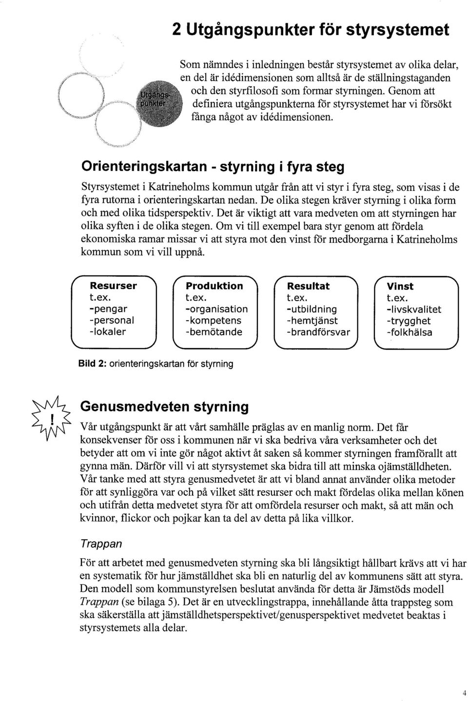 Orienteringskartan - styrning i fyra steg Styrsystemet i Katrineholms kommun utgår från att vi styr i fyra steg, som visas i de fyra rutorna i orienteringskaran nedan.