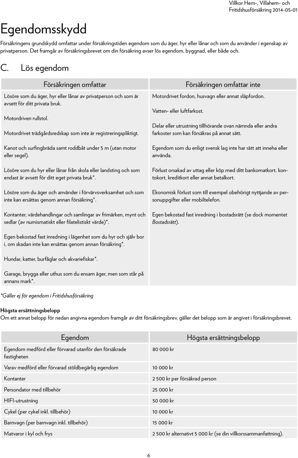 Lös egendom Försäkringen omfattar Lösöre som du äger, hyr eller lånar av privatperson och som är avsett för ditt privata bruk. Motordriven rullstol.