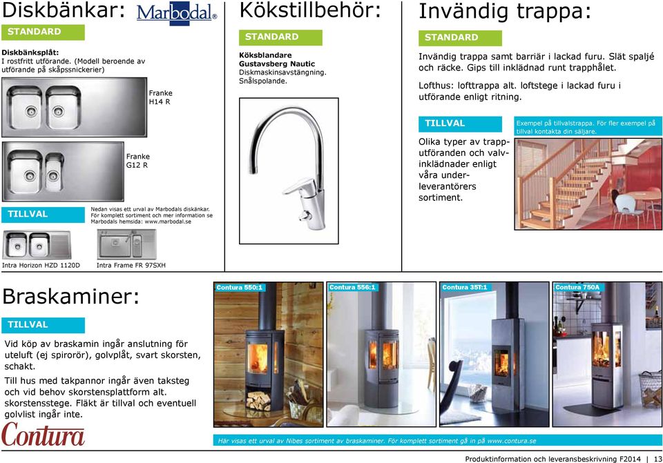 Franke G12 R Olika typer av trapputföranden och valvinklädnader enligt våra underleverantörers sortiment. Exempel på tillvalstrappa. För fler exempel på tillval kontakta din säljare.