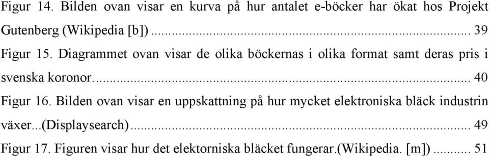 .. 39 Figur 15. Diagrammet ovan visar de olika böckernas i olika format samt deras pris i svenska koronor.