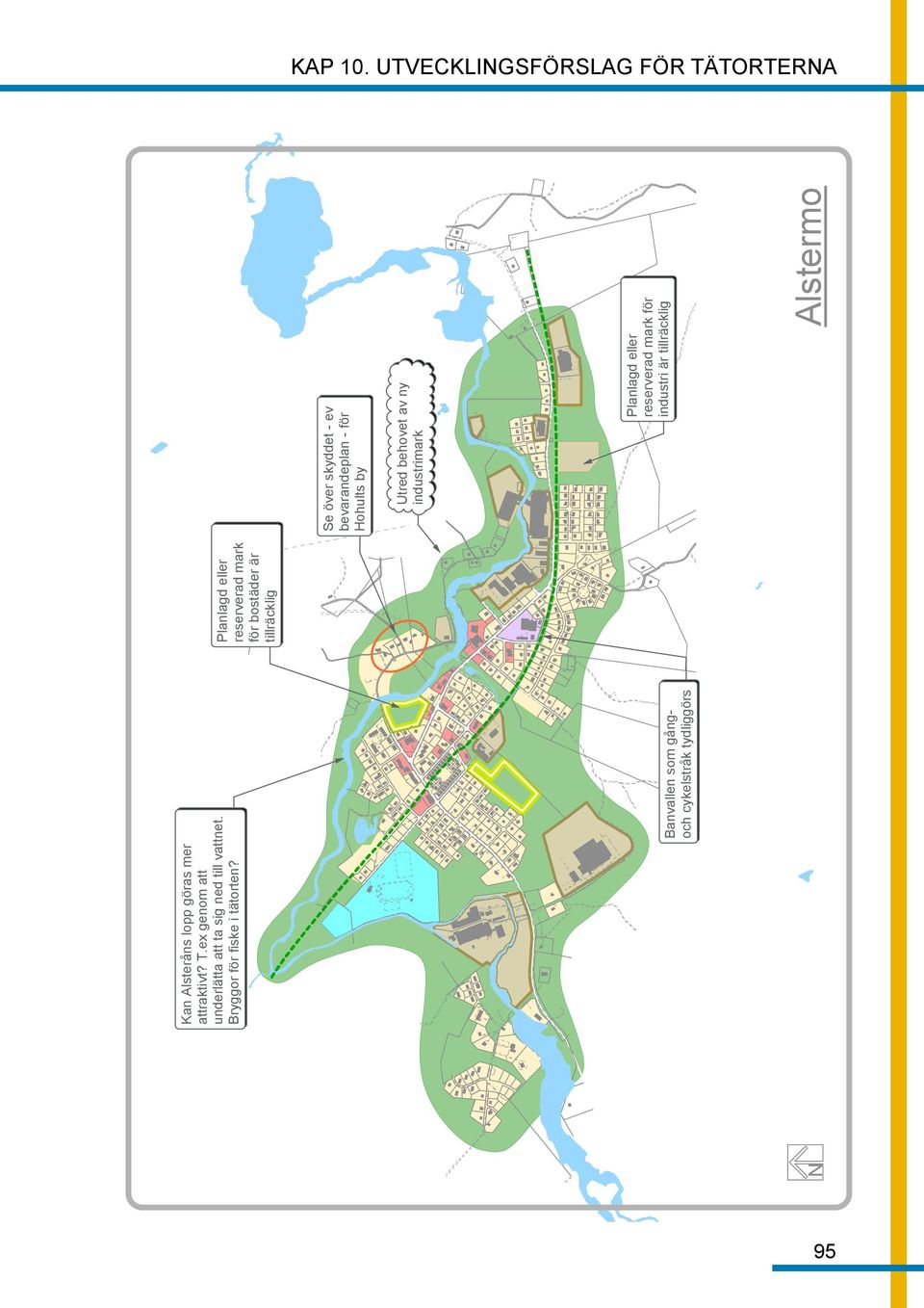 Banvallen som gångoch cykelstråk tydliggörs Planlagd eller reserverad mark för bostäder är