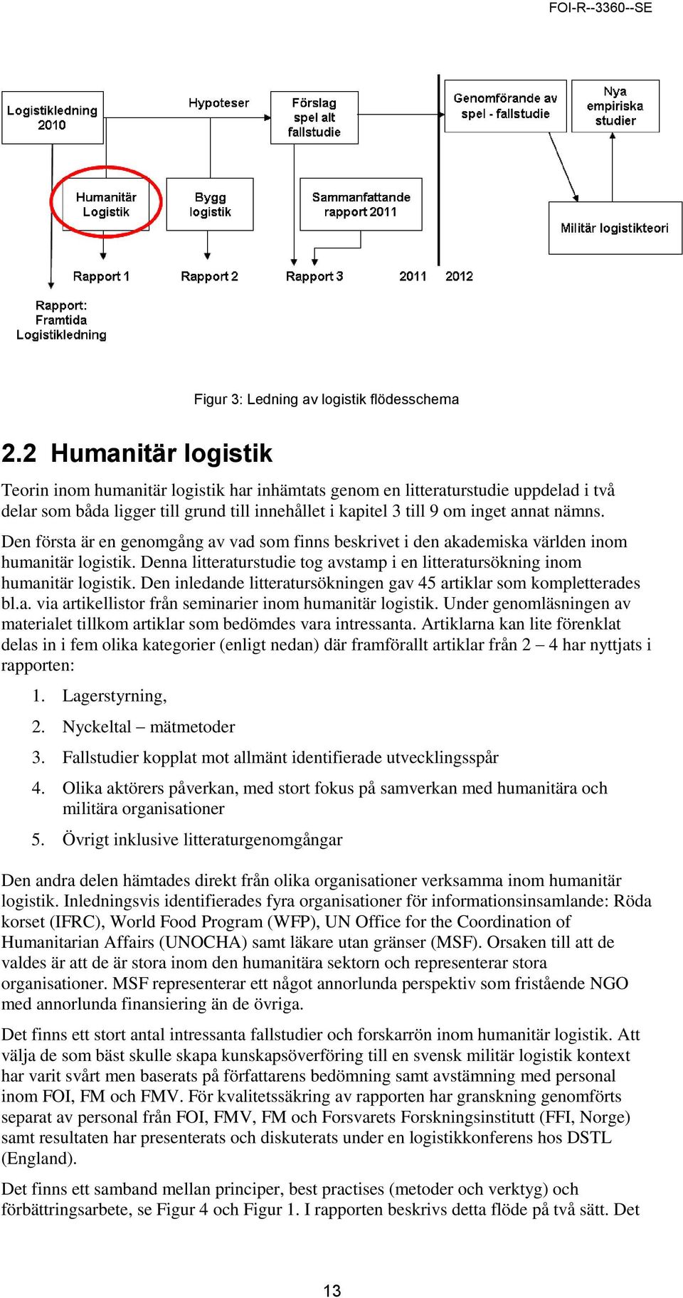 Den första är en genomgång av vad som finns beskrivet i den akademiska världen inom humanitär logistik. Denna litteraturstudie tog avstamp i en litteratursökning inom humanitär logistik.