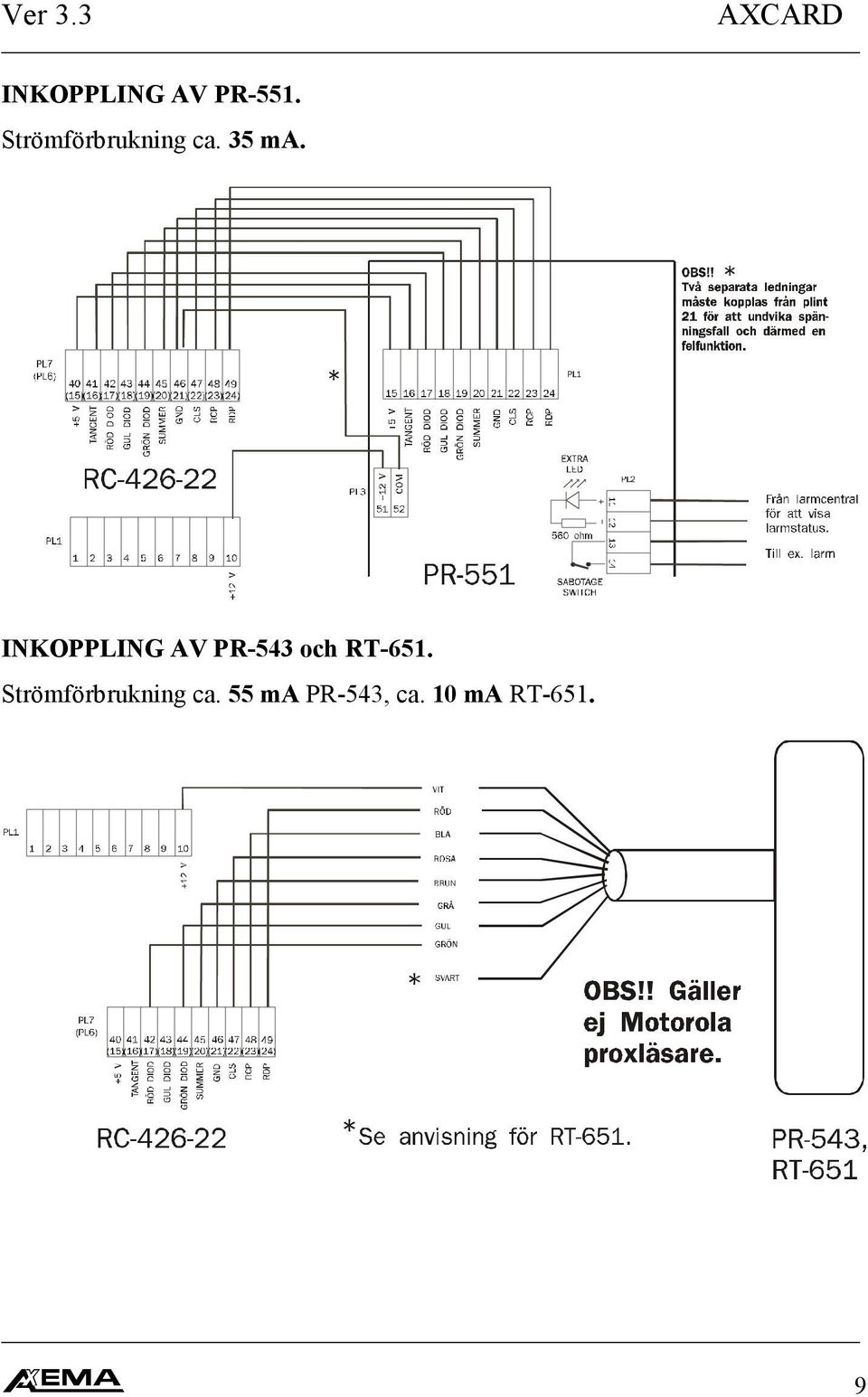 INKOPPLING AV PR-543 och RT-651.