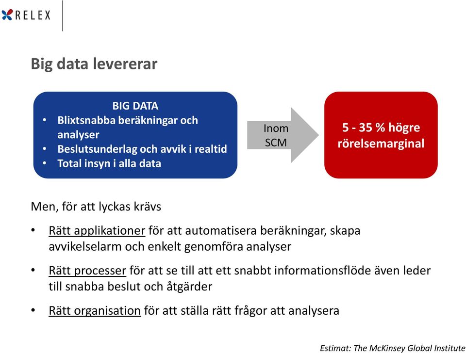 skapa avvikelselarm och enkelt genomföra analyser Rätt processer för att se till att ett snabbt informationsflöde även