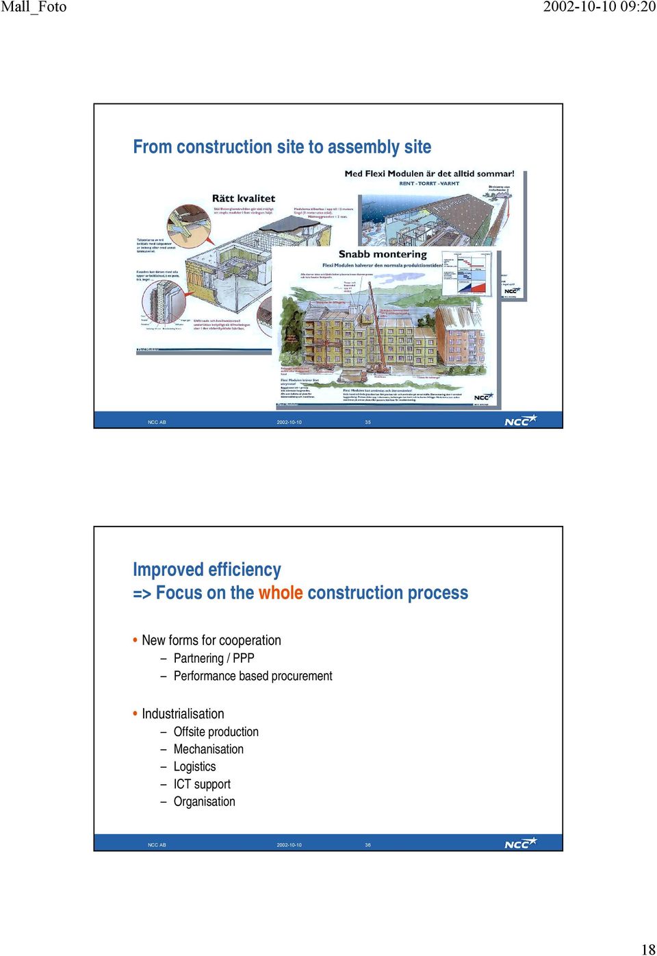 cooperation Partnering / PPP Performance based procurement Industrialisation