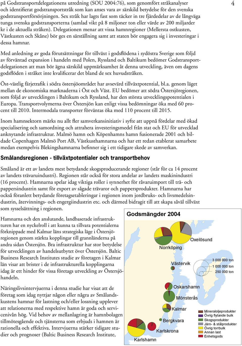 Sex stråk har lagts fast som täcker in tre fjärdedelar av de långväga tunga svenska godstransporterna (samlad vikt på 8 miljoner ton eller värde av 200 miljarder kr i de aktuella stråken).