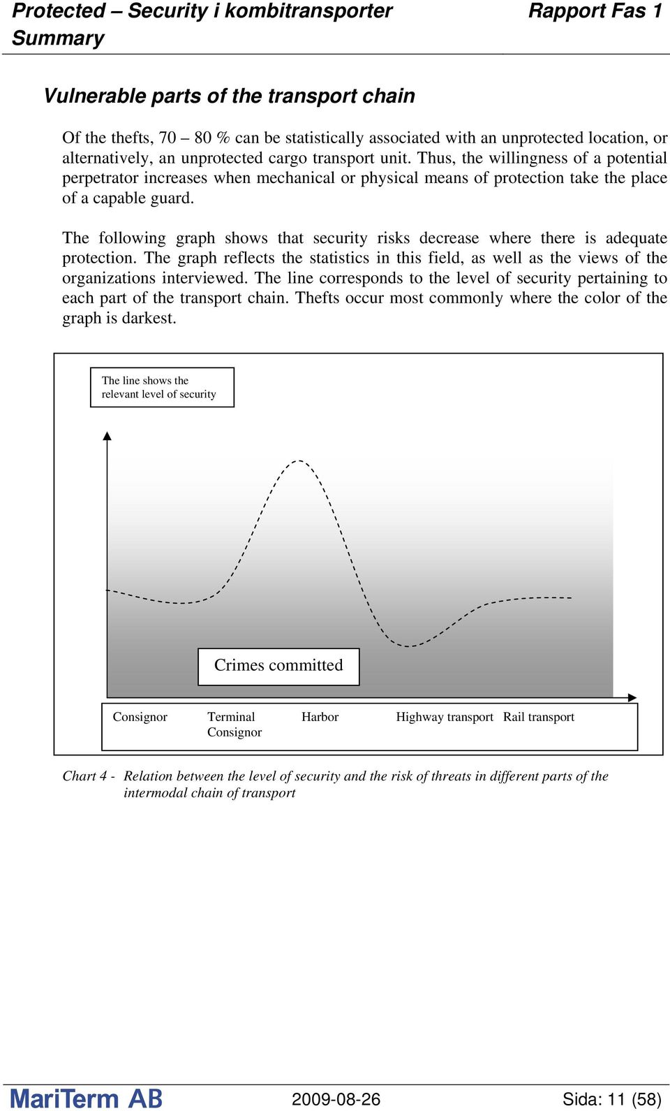 The following graph shows that security risks decrease where there is adequate protection. The graph reflects the statistics in this field, as well as the views of the organizations interviewed.