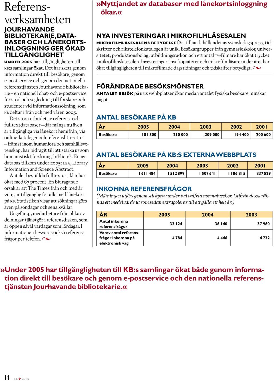 vägledning till forskare och studenter vid informationssökning, som kb deltar i från och med våren 2005.