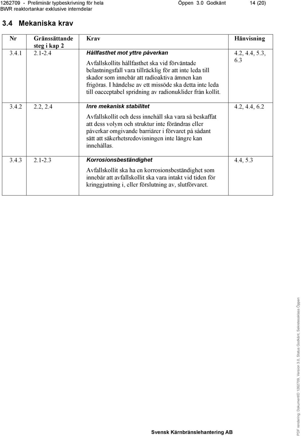 I händelse av ett missöde ska detta inte leda till oacceptabel spridning av radionuklider från kollit.