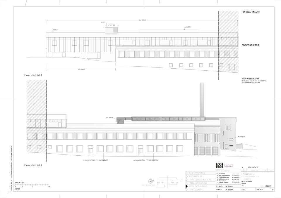 rvt Fasad väst del 1 1100 Y GLSD DÖRR OCH YTT STÖRRE FÖSTER Y GLSD DÖRR OCH YTT STÖRRE FÖSTER D 1 D 2 RTIOSRITIG BYGGHDLIG FÖRFRÅGIGSUDERLG