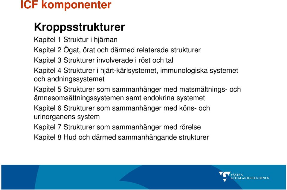 5 Strukturer som sammanhänger med matsmältnings- och ämnesomsättningssystemen samt endokrina systemet Kapitel 6 Strukturer som