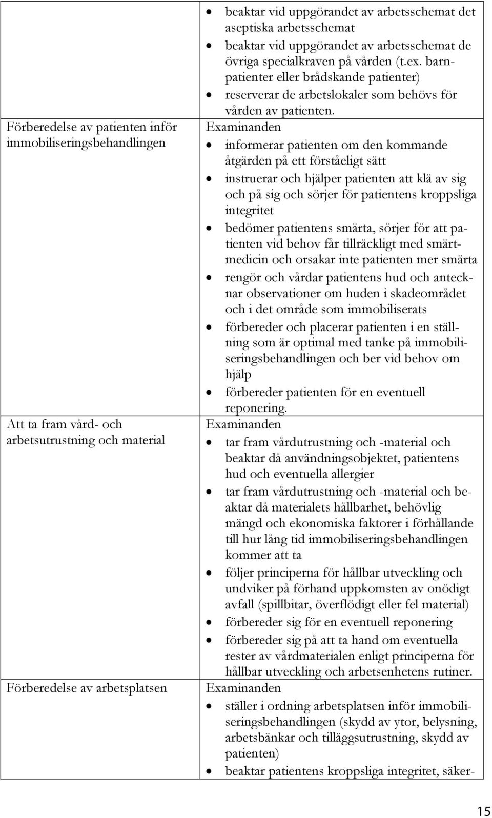 barnpatienter eller brådskande patienter) reserverar de arbetslokaler som behövs för vården av patienten.