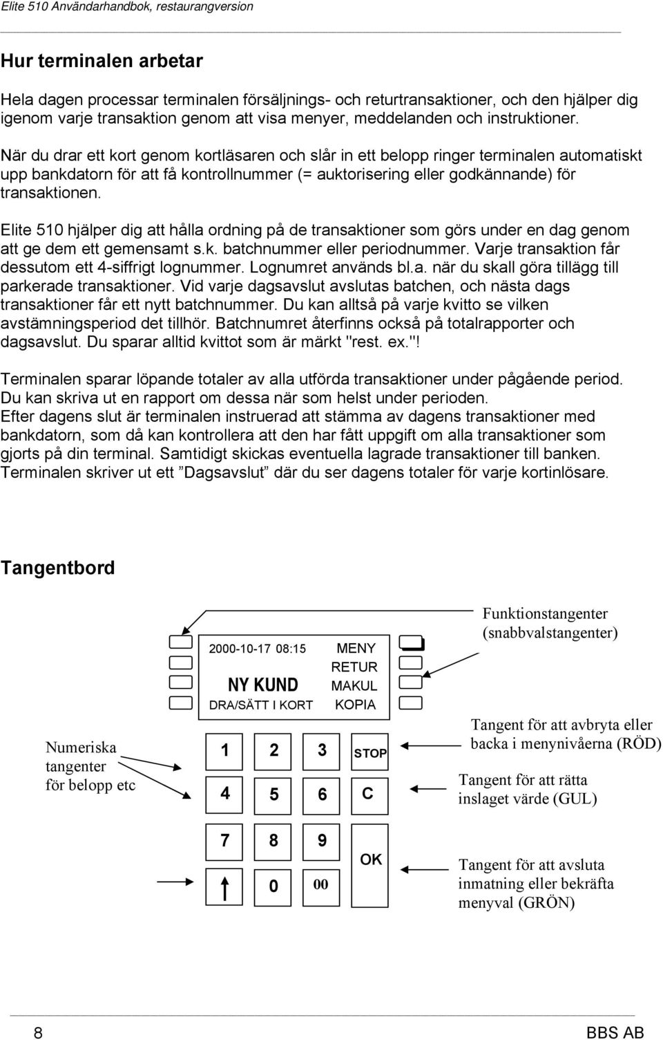 Elite 510 hjälper dig att hålla ordning på de transaktioner som görs under en dag genom att ge dem ett gemensamt s.k. batchnummer eller periodnummer.