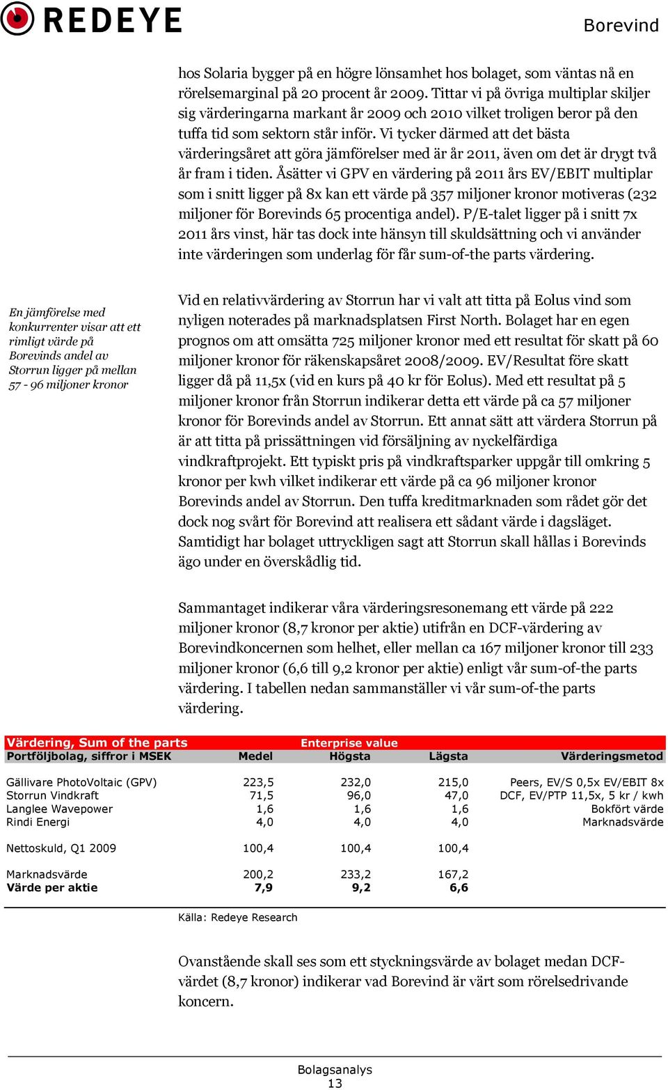 Vi tycker därmed att det bästa värderingsåret att göra jämförelser med är år 2011, även om det är drygt två år fram i tiden.