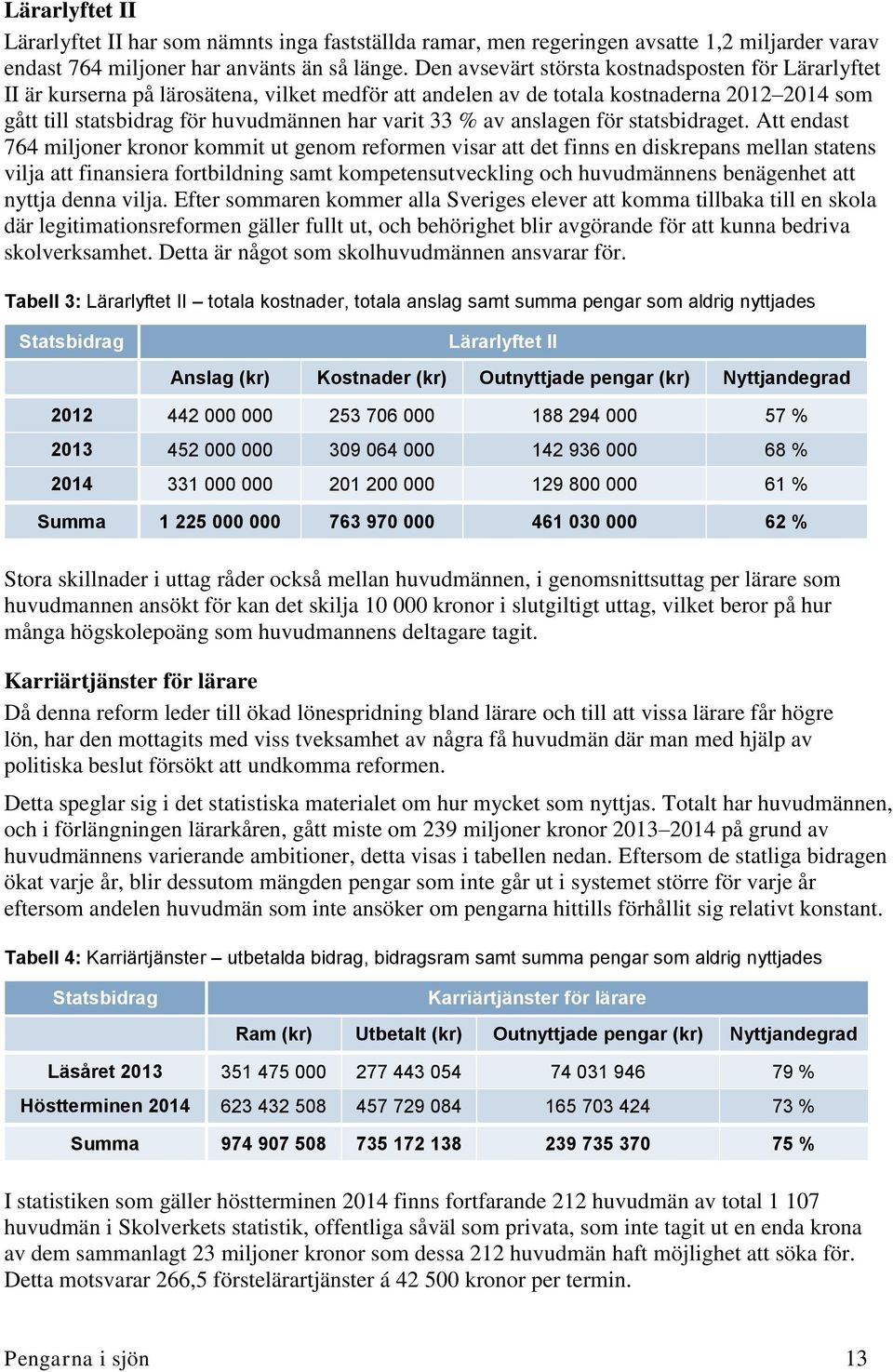 av anslagen för statsbidraget.