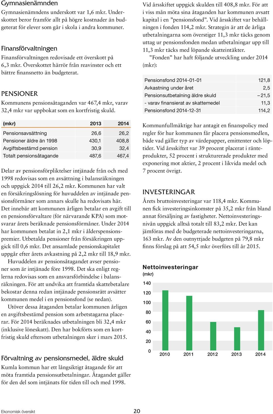 PENSIONER Kommunens pensionsåtaganden var 467,4 mkr, varav 32,4 mkr var uppbokat som en kortfristig skuld.