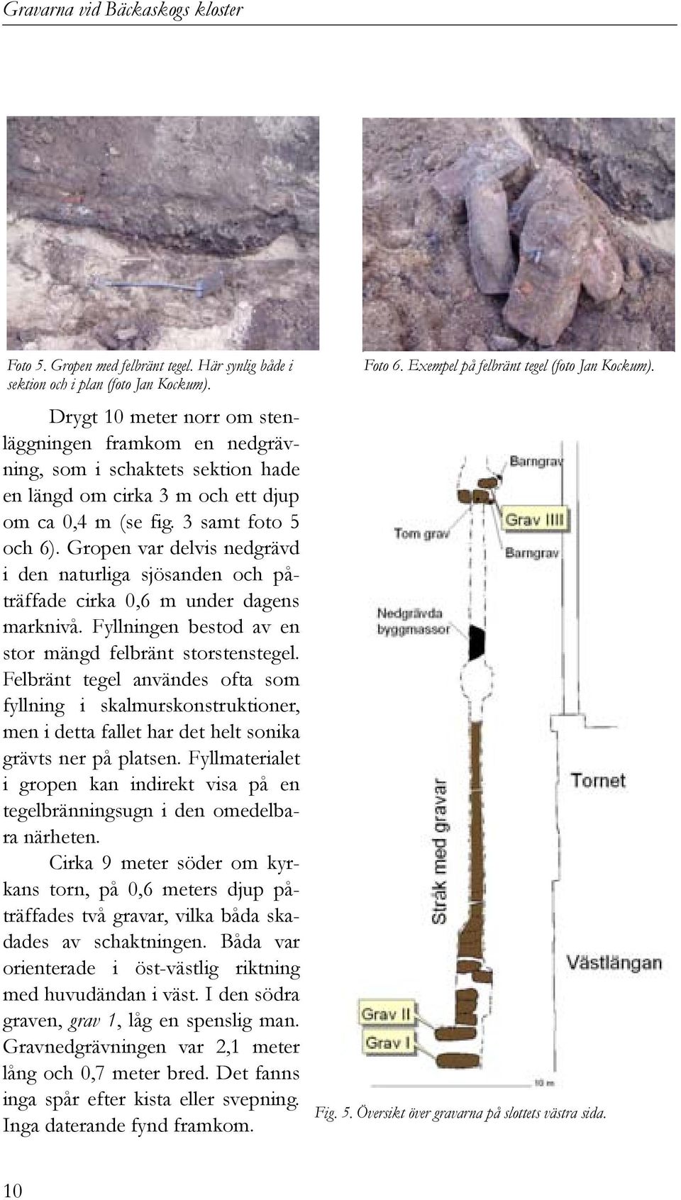 Gropen var delvis nedgrävd i den naturliga sjösanden och påträffade cirka 0,6 m under dagens marknivå. Fyllningen bestod av en stor mängd felbränt storstenstegel.