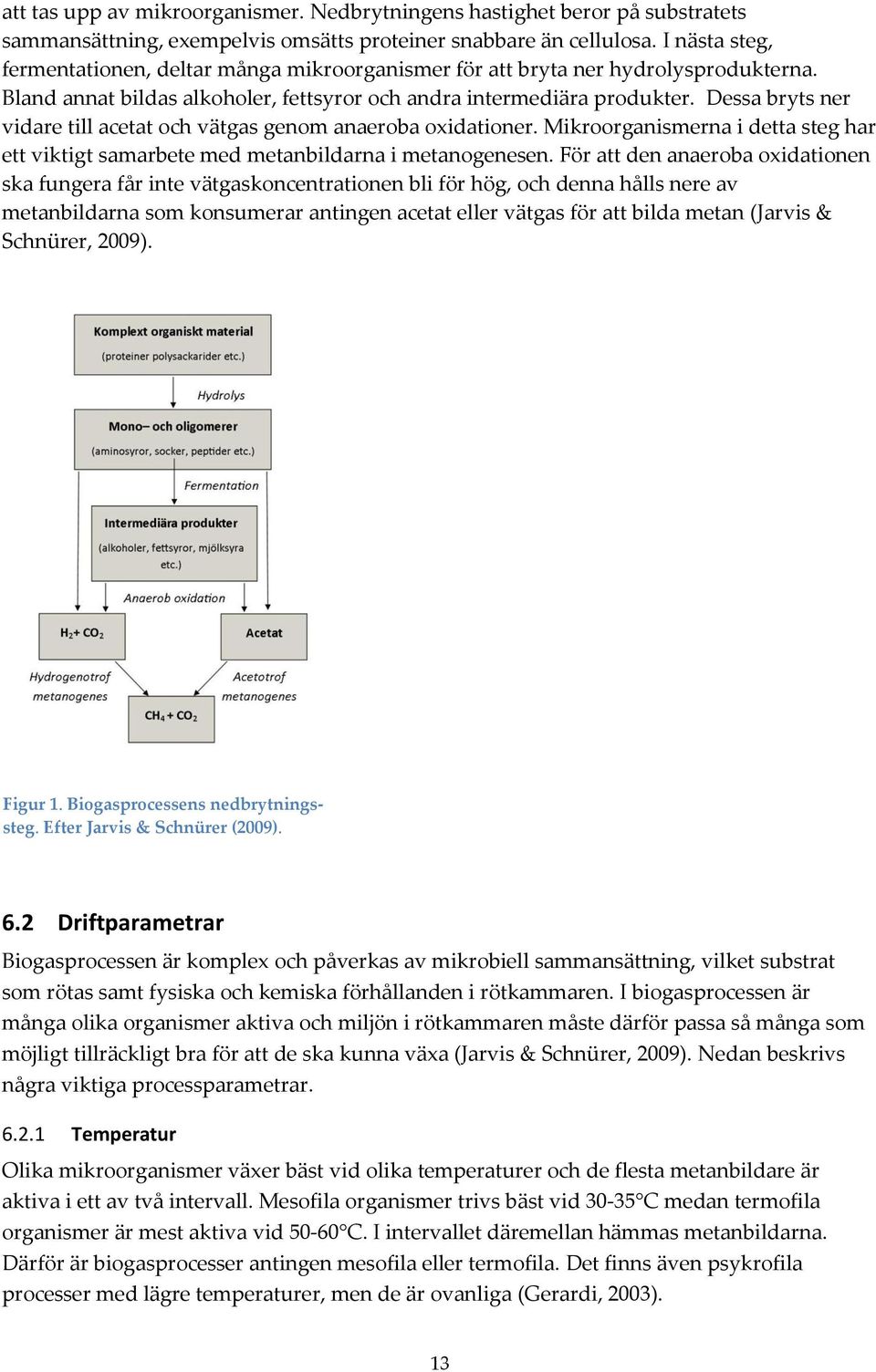 Dessa bryts ner vidare till acetat och vätgas genom anaeroba oxidationer. Mikroorganismerna i detta steg har ett viktigt samarbete med metanbildarna i metanogenesen.