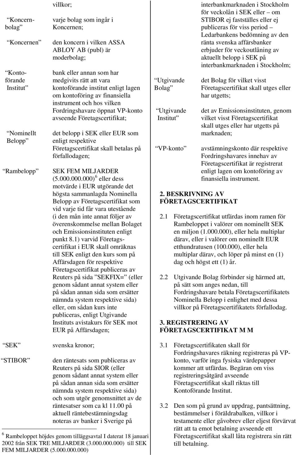 EUR som enligt respektive Företagscertifikat skall betalas på förfallodagen; SEK FEM MILJARDER (5.000.