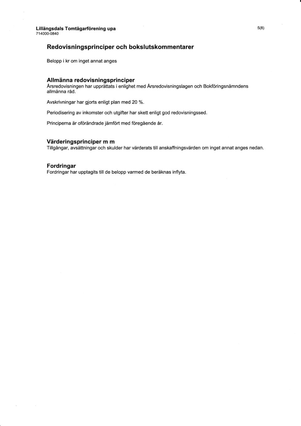 Periodisering av inkomster och utgifter har skett enligt god redovisningssed. Principerna är oförändrade jämfört med föregående år.