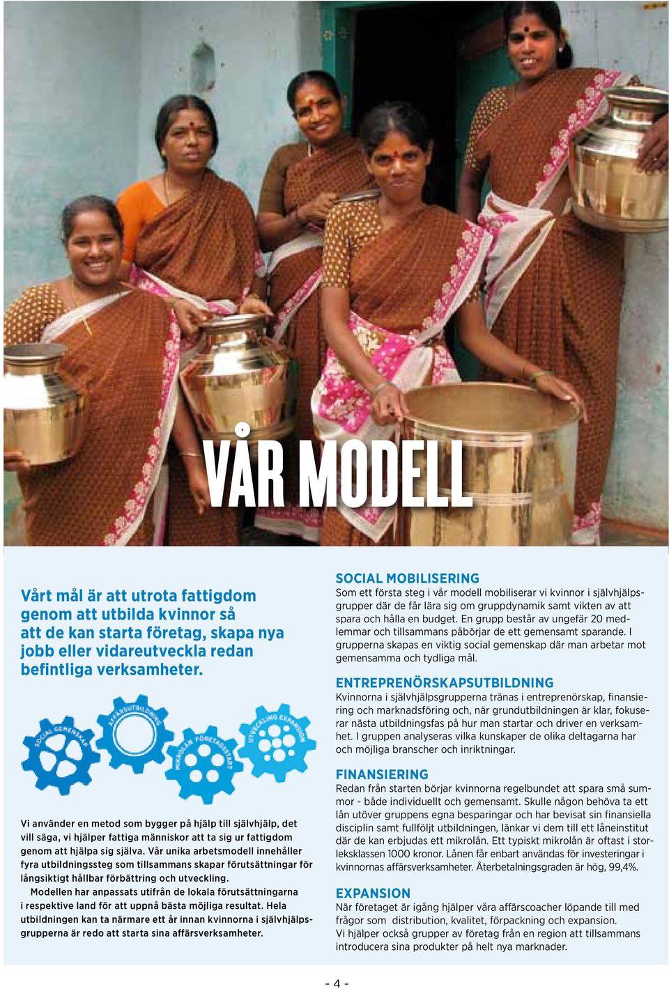 Vår unika arbetsmodell innehåller fyra utbildningssteg som tillsammans skapar förutsättningar för långsiktigt hållbar förbättring och utveckling.