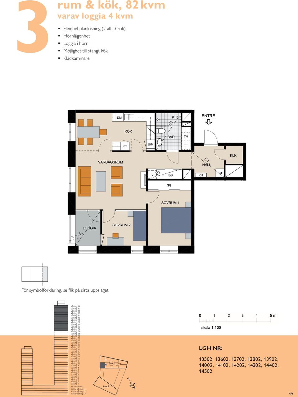 kök Klädkammare rum & kök, m² varav loggia m² Flexibel planlösning ( alt.