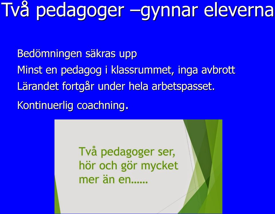 i klassrummet, inga avbrott Lärandet
