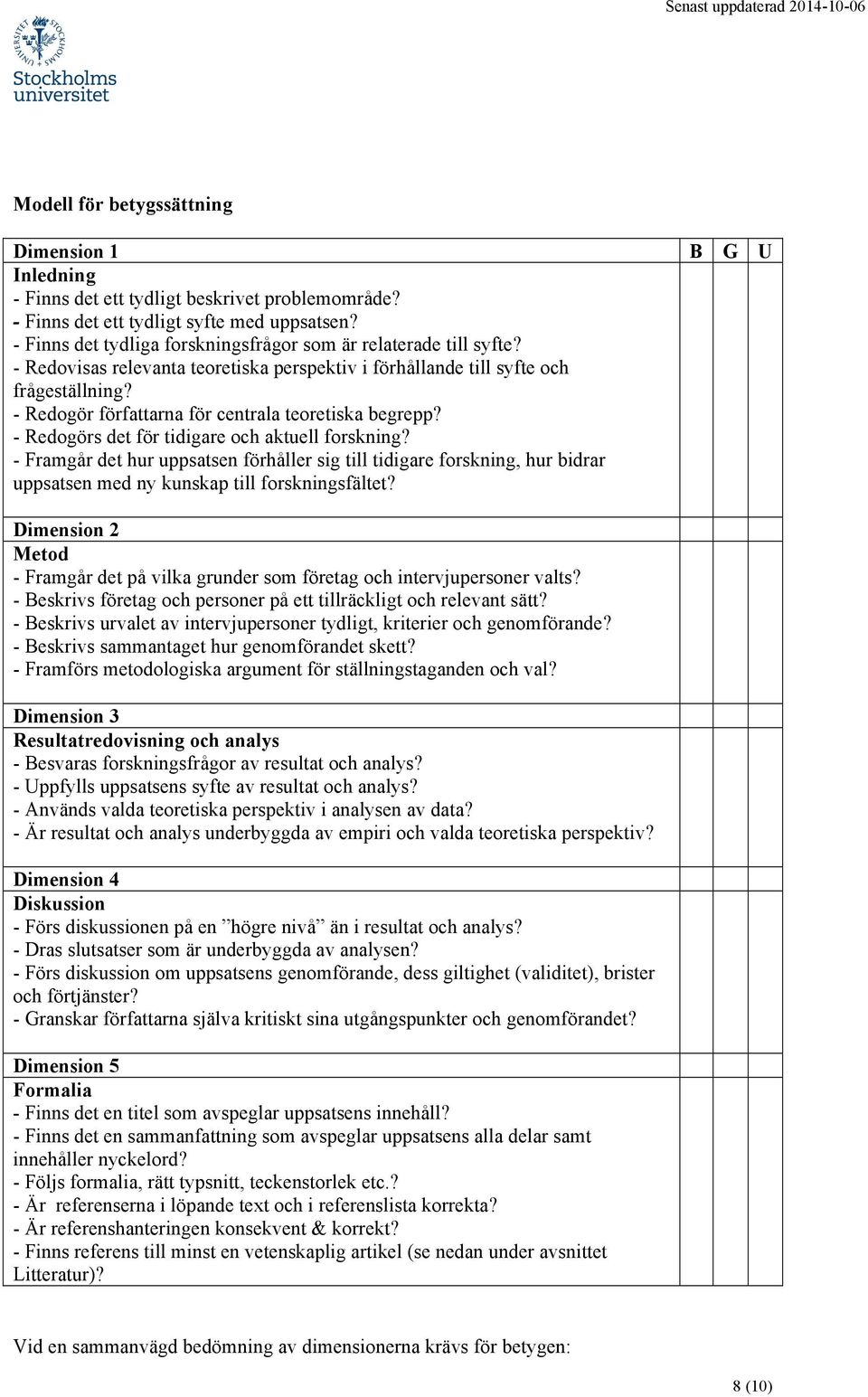 - Redogör författarna för centrala teoretiska begrepp? - Redogörs det för tidigare och aktuell forskning?