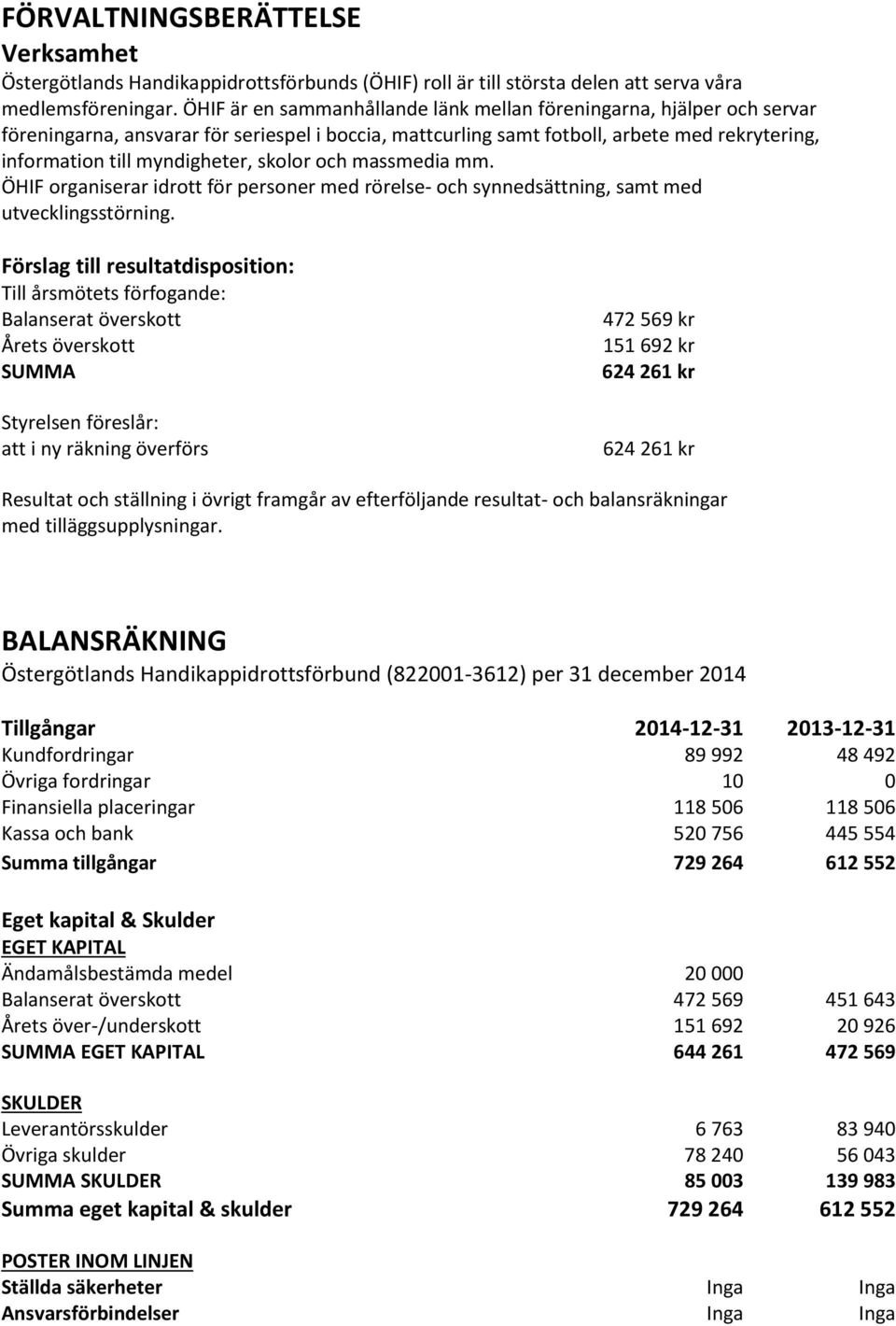 skolor och massmedia mm. ÖHIF organiserar idrott för personer med rörelse- och synnedsättning, samt med utvecklingsstörning.