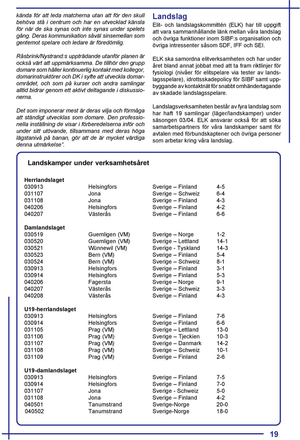 De tillhör den grupp domare som håller kontinuerlig kontakt med kollegor, domarinstruktörer och DK i syfte att utveckla domarområdet, och som på kurser och andra samlingar alltid bidrar genom ett