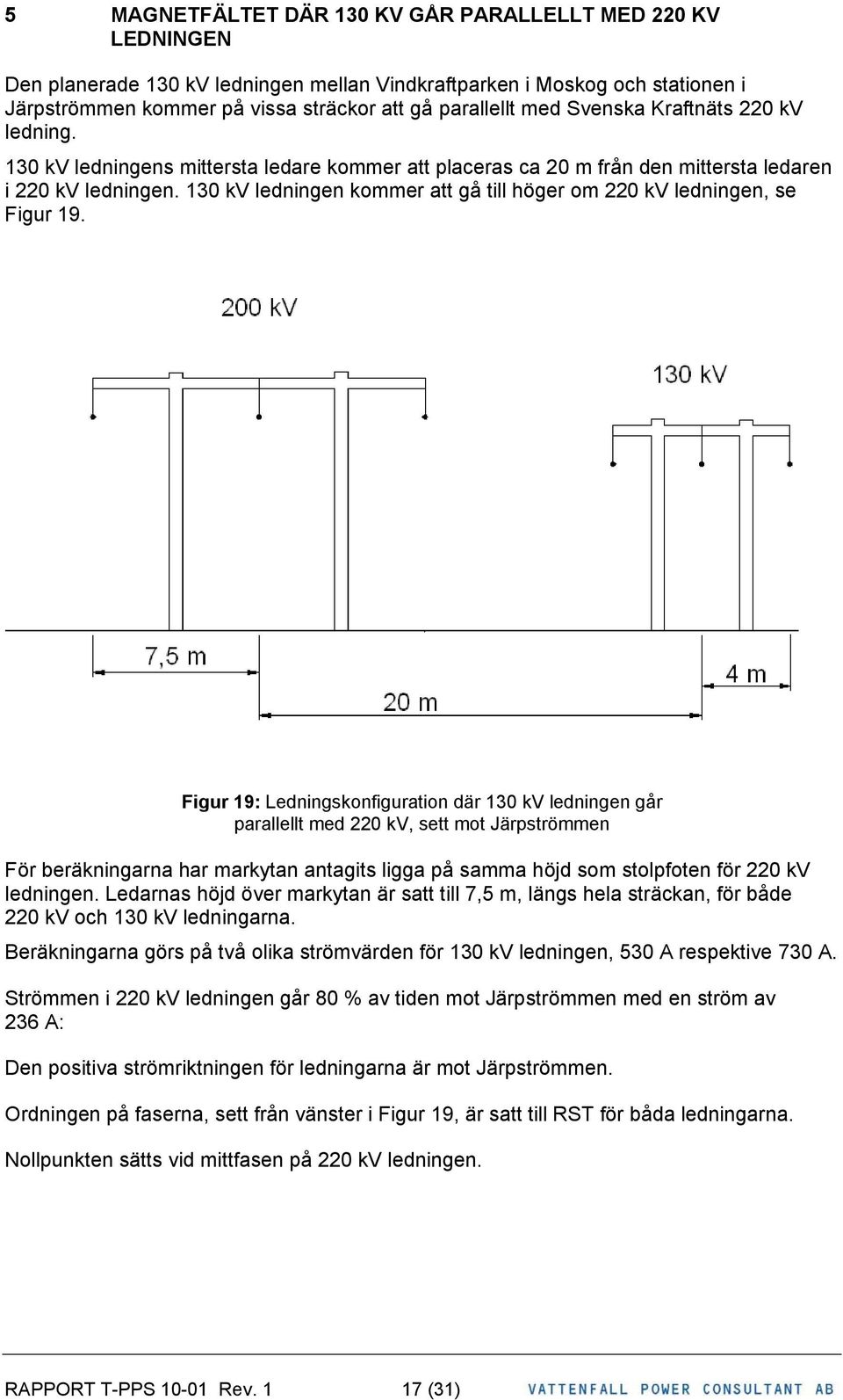 130 kv ledningen kommer att gå till höger om 220 kv ledningen, se Figur 19.