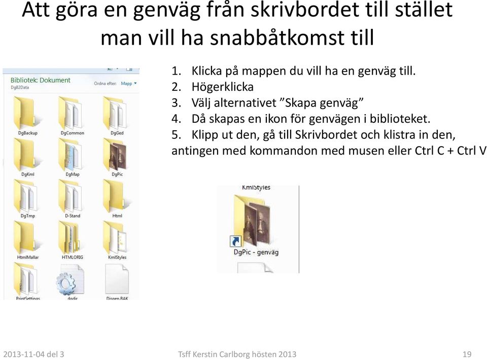 Då skapas en ikon för genvägen i biblioteket. 5.