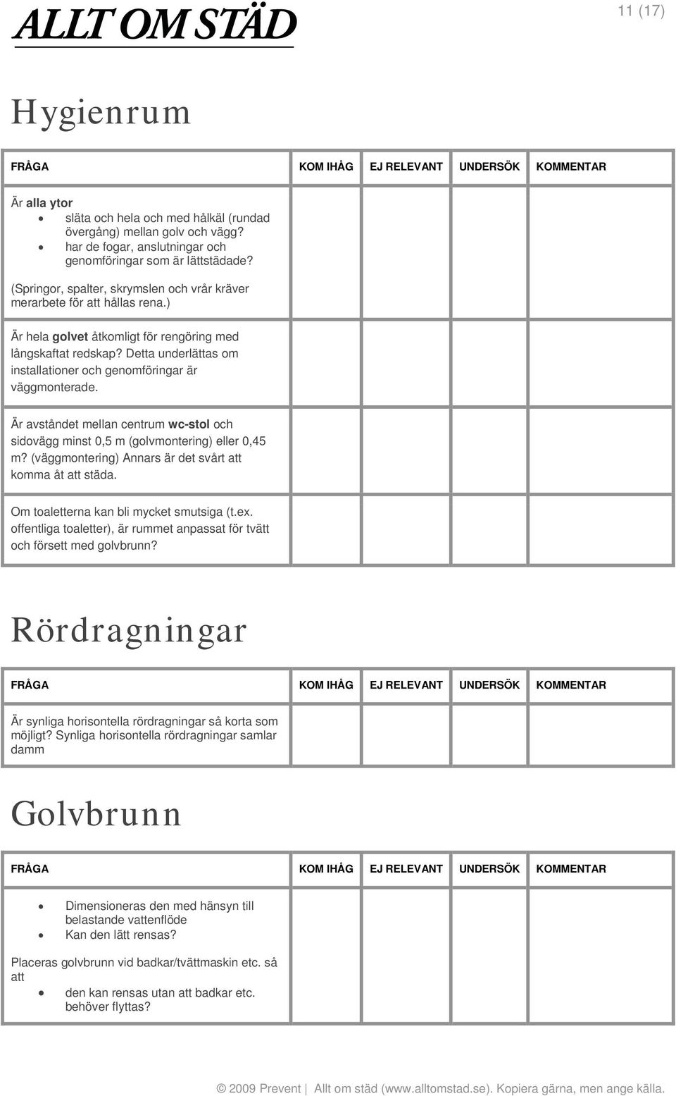 Detta underlättas om installationer och genomföringar är väggmonterade. Är avståndet mellan centrum wc-stol och sidovägg minst 0,5 m (golvmontering) eller 0,45 m?