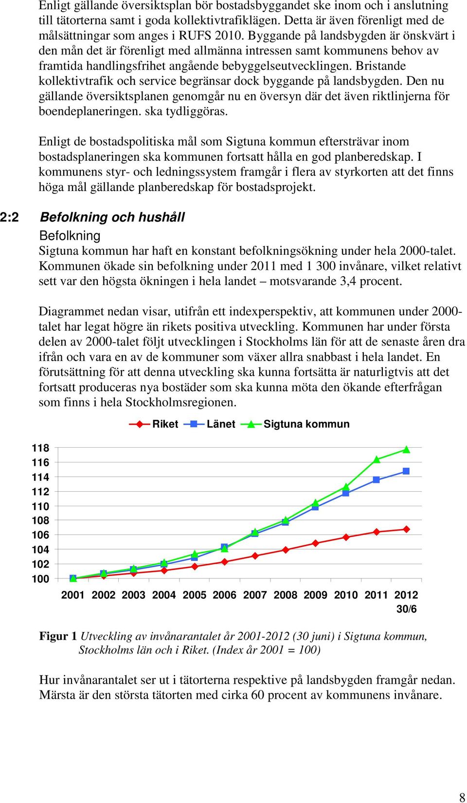 Bristande kollektivtrafik och service begränsar dock byggande på landsbygden. Den nu gällande översiktsplanen genomgår nu en översyn där det även riktlinjerna för boendeplaneringen. ska tydliggöras.