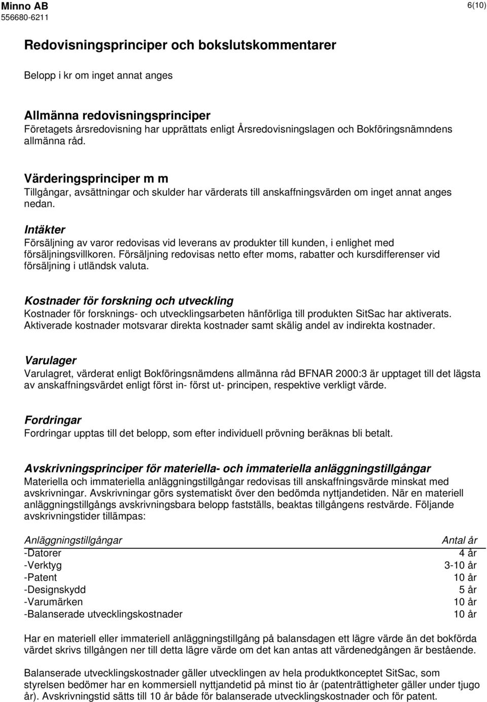 Intäkter Försäljning av varor redovisas vid leverans av produkter till kunden, i enlighet med försäljningsvillkoren.