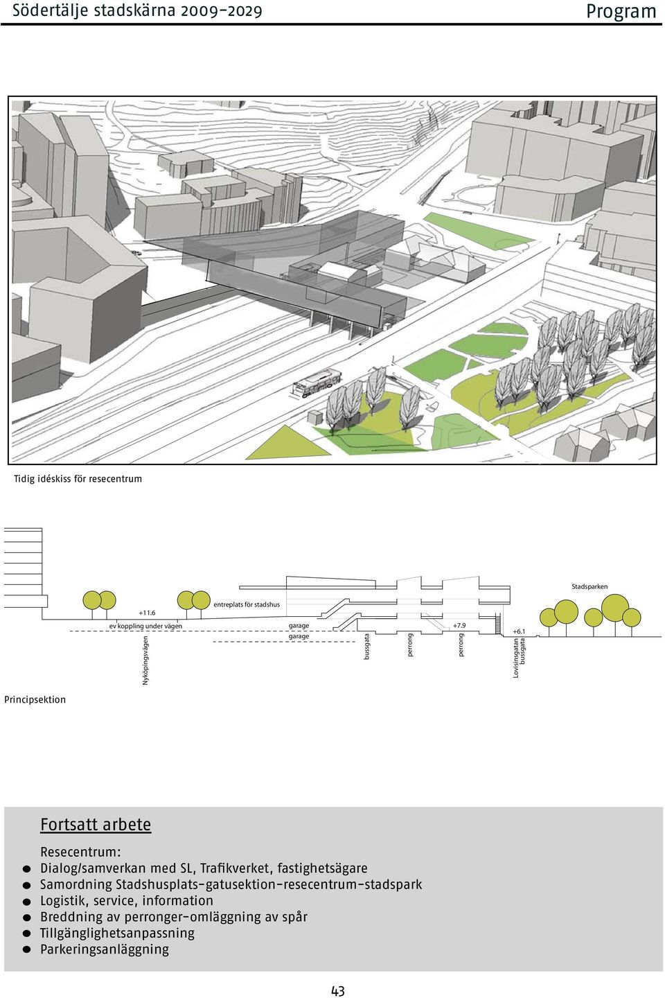 1 bussgata Lovisinsgatan Principsektion Fortsatt arbete Resecentrum: Dialog/samverkan med SL, Trafikverket,