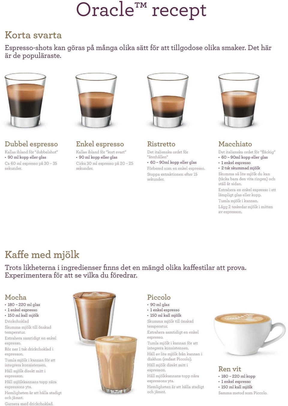 Enkel espresso Kallas ibland för kort svart 90 ml kopp eller glas Cirka 30 ml espresso på 20 25 sekunder.