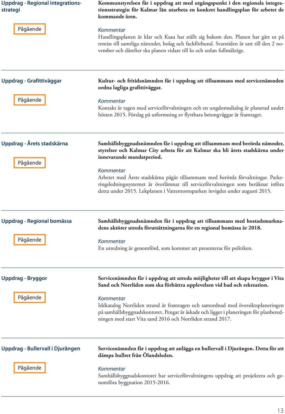 Svarstiden är satt till den 2 november och därefter ska planen vidare till ks och sedan fullmäktige.